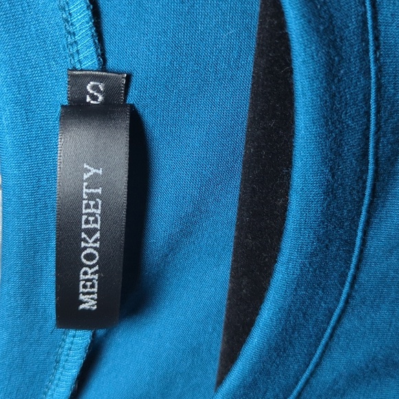 Merokeety Blue Short Sleeve Ruched Bodycon T-Shirt Dress Women's Size S - Picture 3 of 5